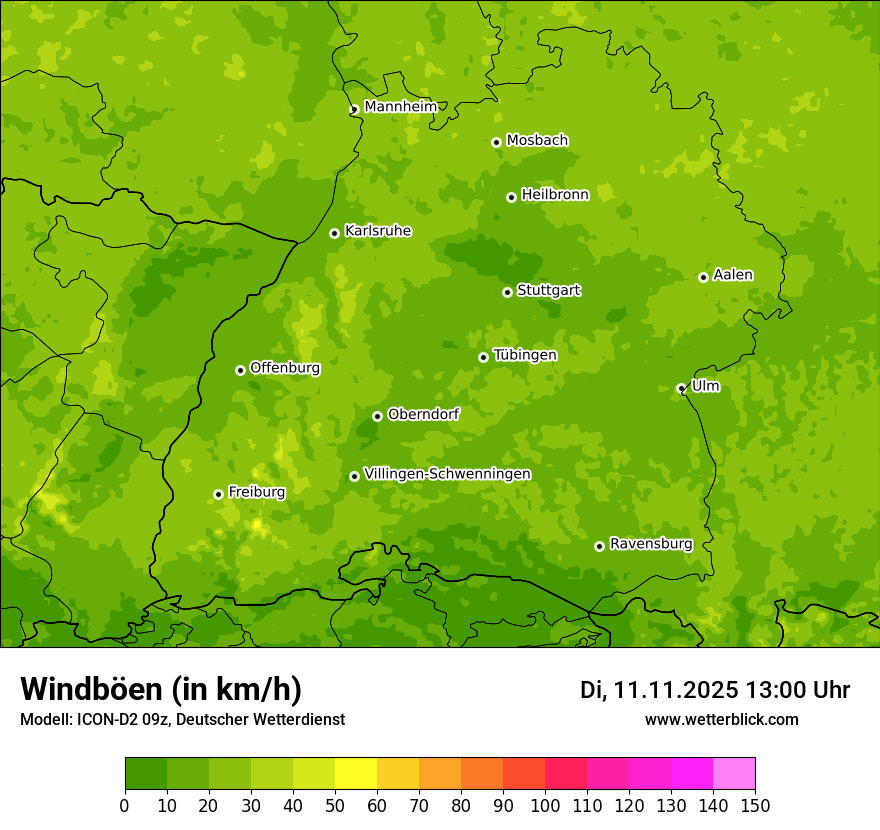 Modellkarten Windgeschwindigkeit
