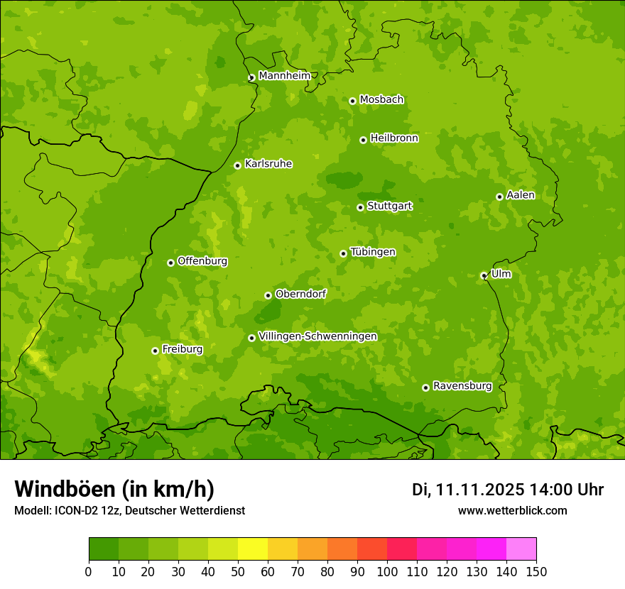 Modellkarten Windgeschwindigkeit