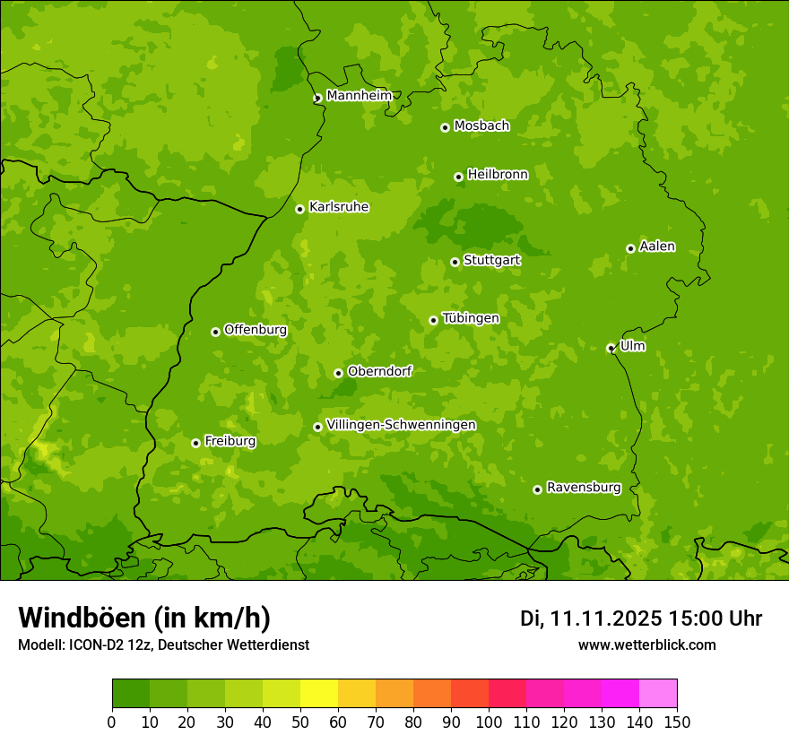 Modellkarten Windgeschwindigkeit
