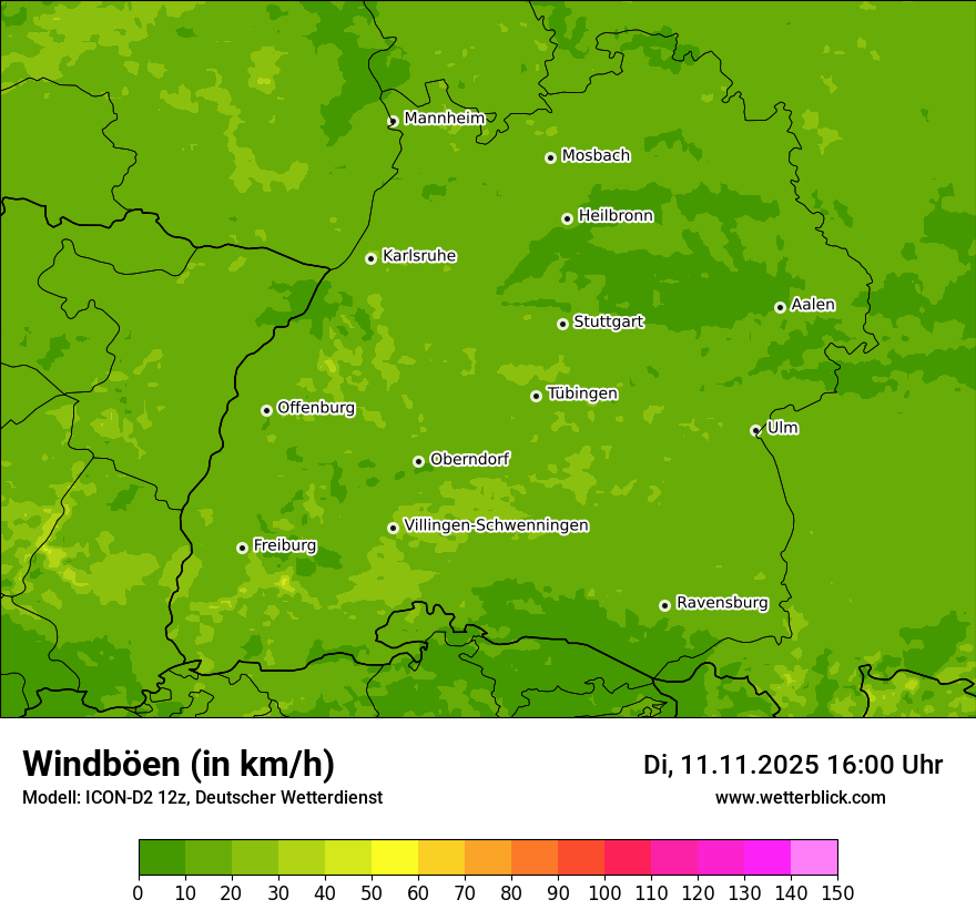 Modellkarten Windgeschwindigkeit