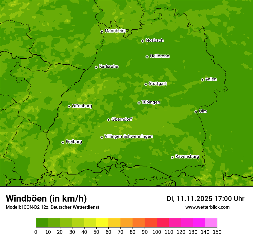 Modellkarten Windgeschwindigkeit