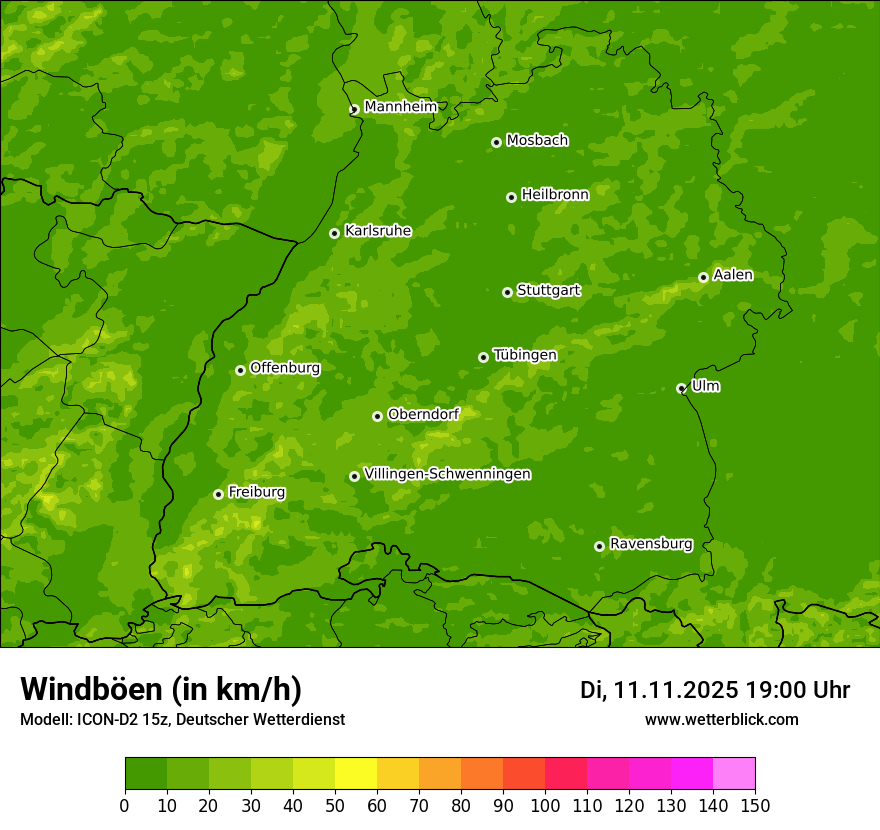 Modellkarten Windgeschwindigkeit