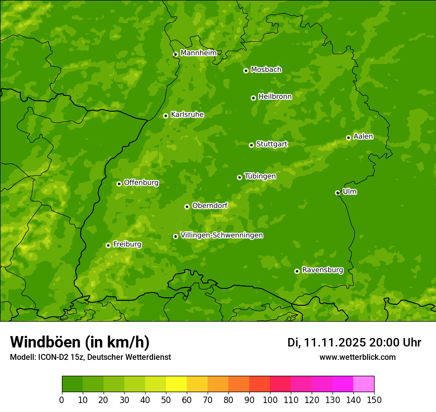 Modellkarten Windgeschwindigkeit