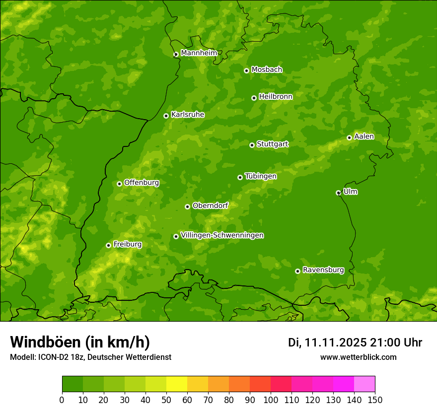 Modellkarten Windgeschwindigkeit