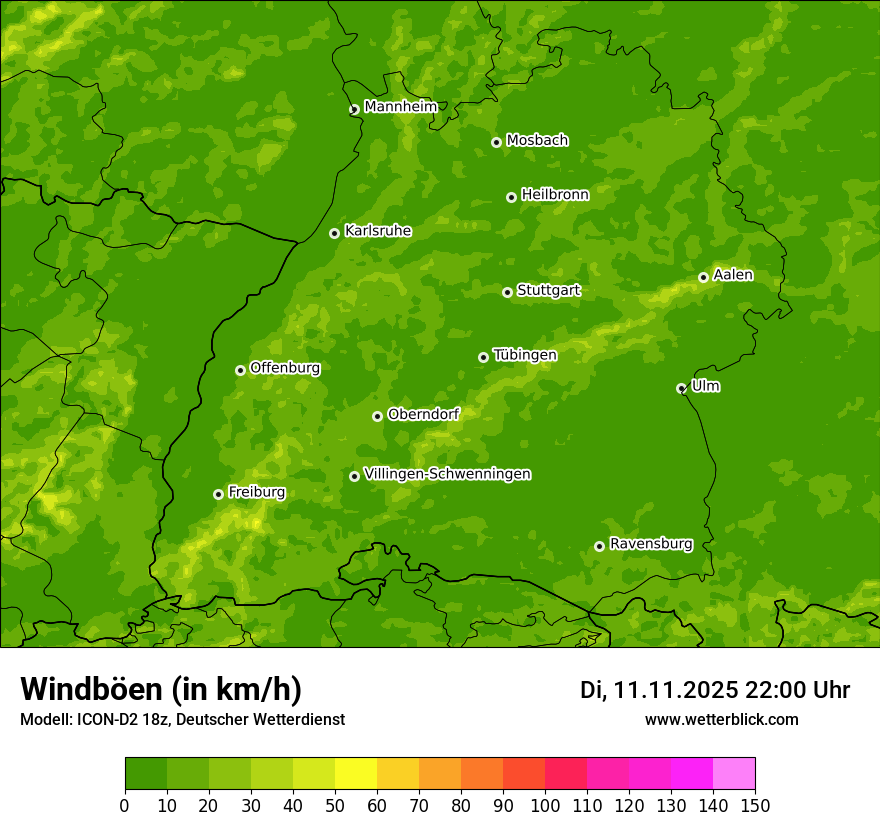 Modellkarten Windgeschwindigkeit