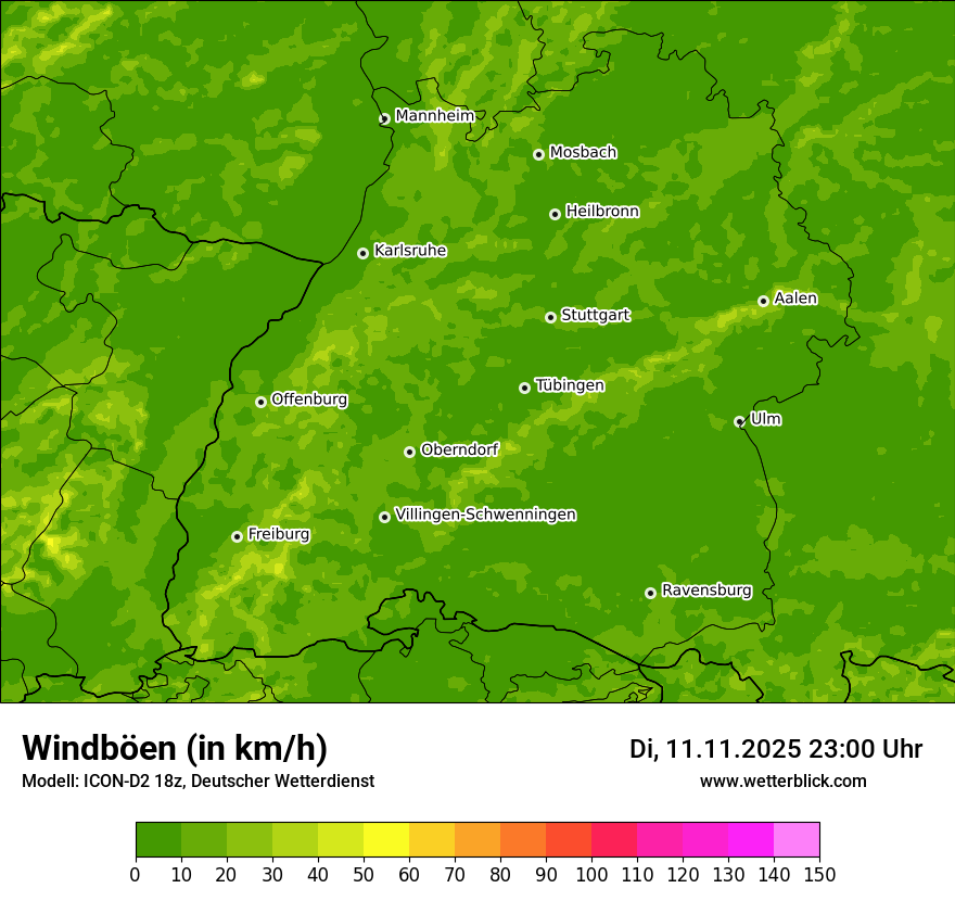 Modellkarten Windgeschwindigkeit