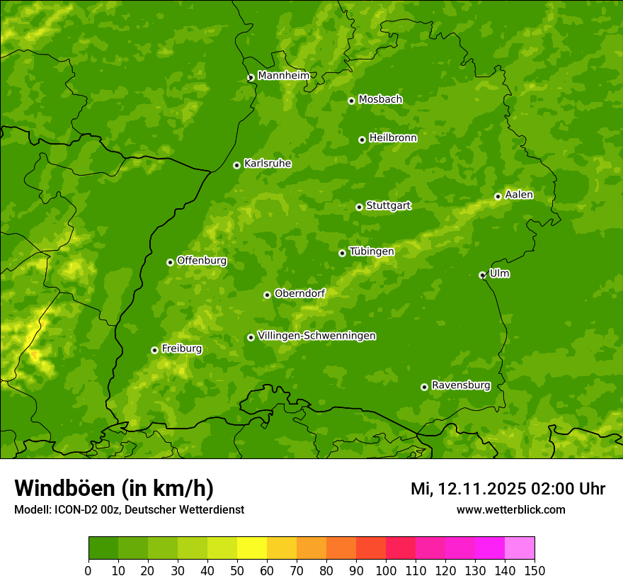 Modellkarten Windgeschwindigkeit