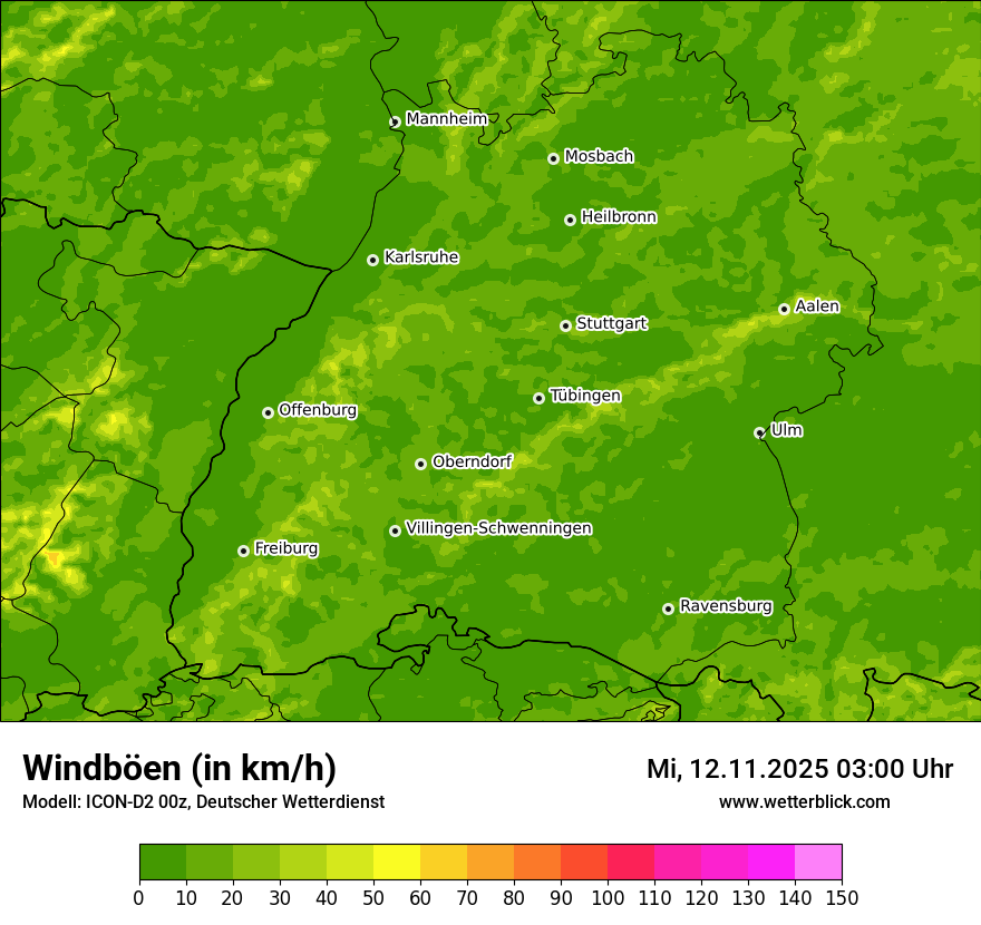 Modellkarten Windgeschwindigkeit