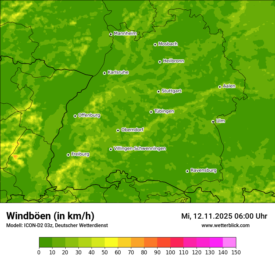 Modellkarten Windgeschwindigkeit