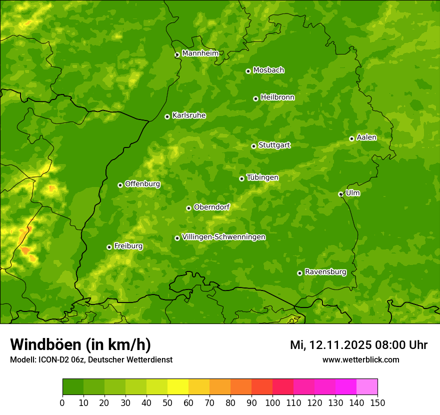 Modellkarten Windgeschwindigkeit