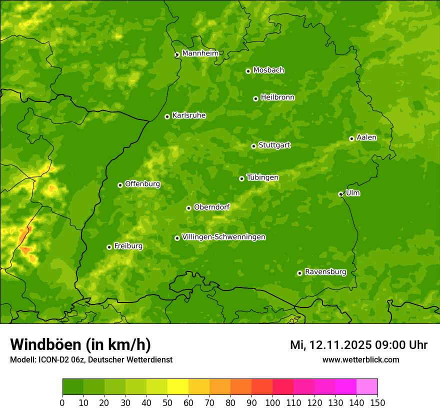 Modellkarten Windgeschwindigkeit