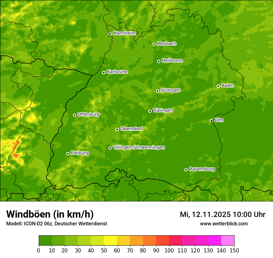 Modellkarten Windgeschwindigkeit
