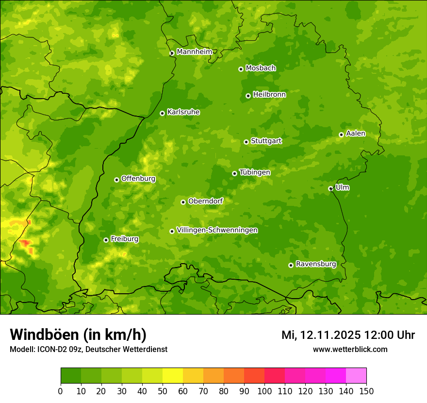 Modellkarten Windgeschwindigkeit