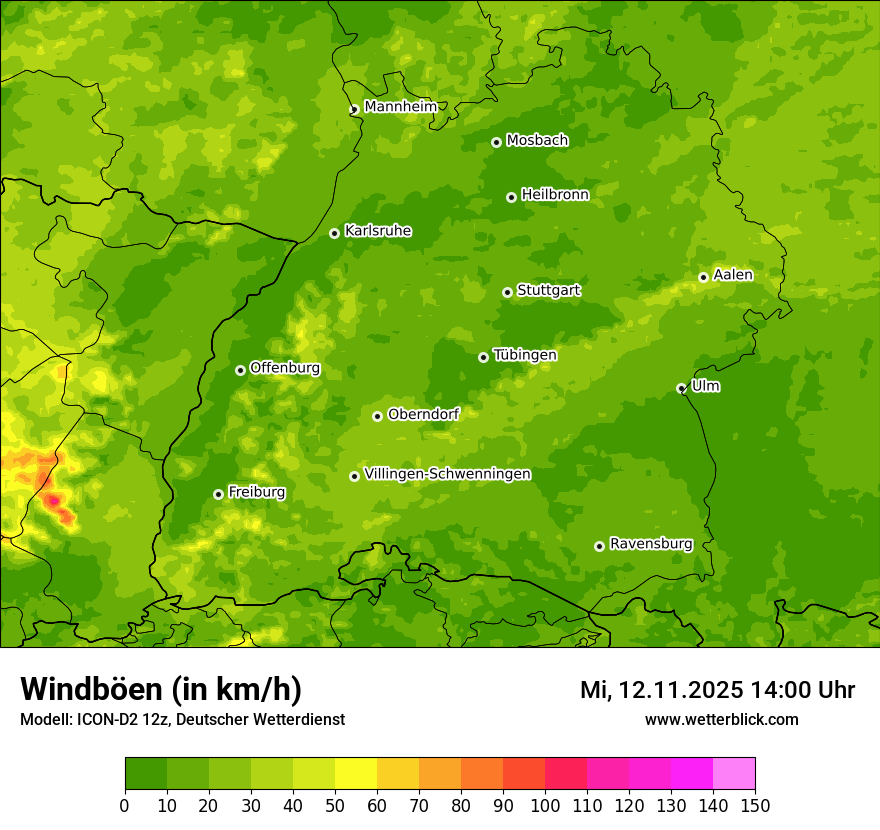 Modellkarten Windgeschwindigkeit
