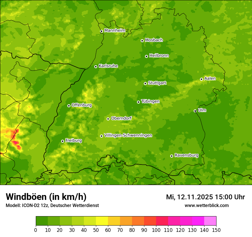 Modellkarten Windgeschwindigkeit