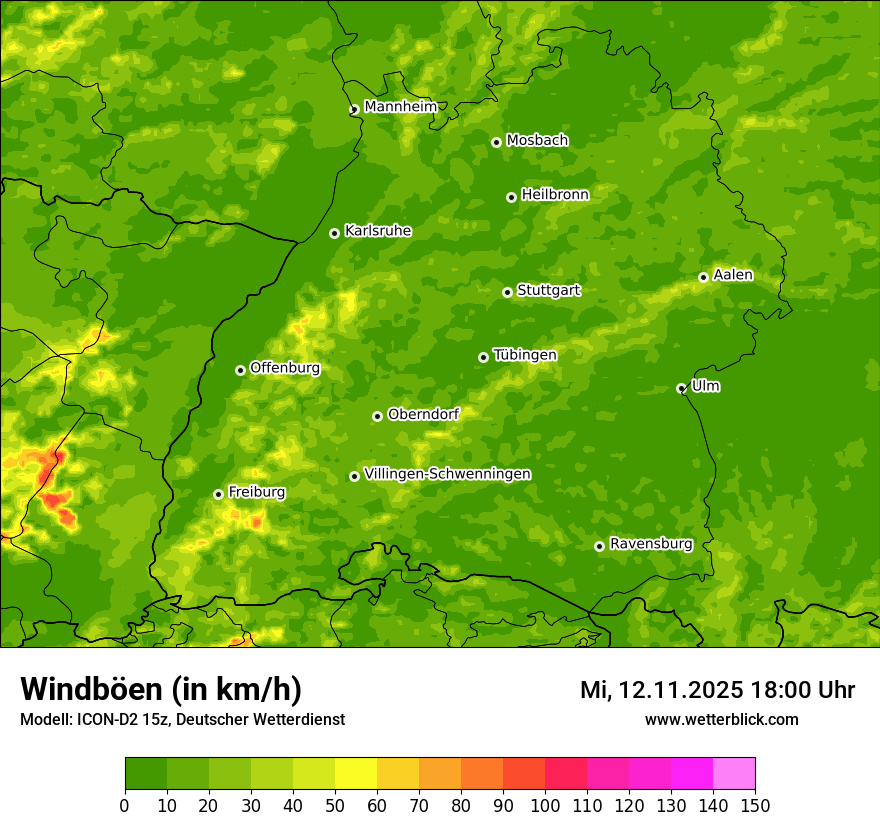 Modellkarten Windgeschwindigkeit