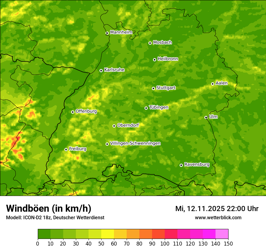 Modellkarten Windgeschwindigkeit