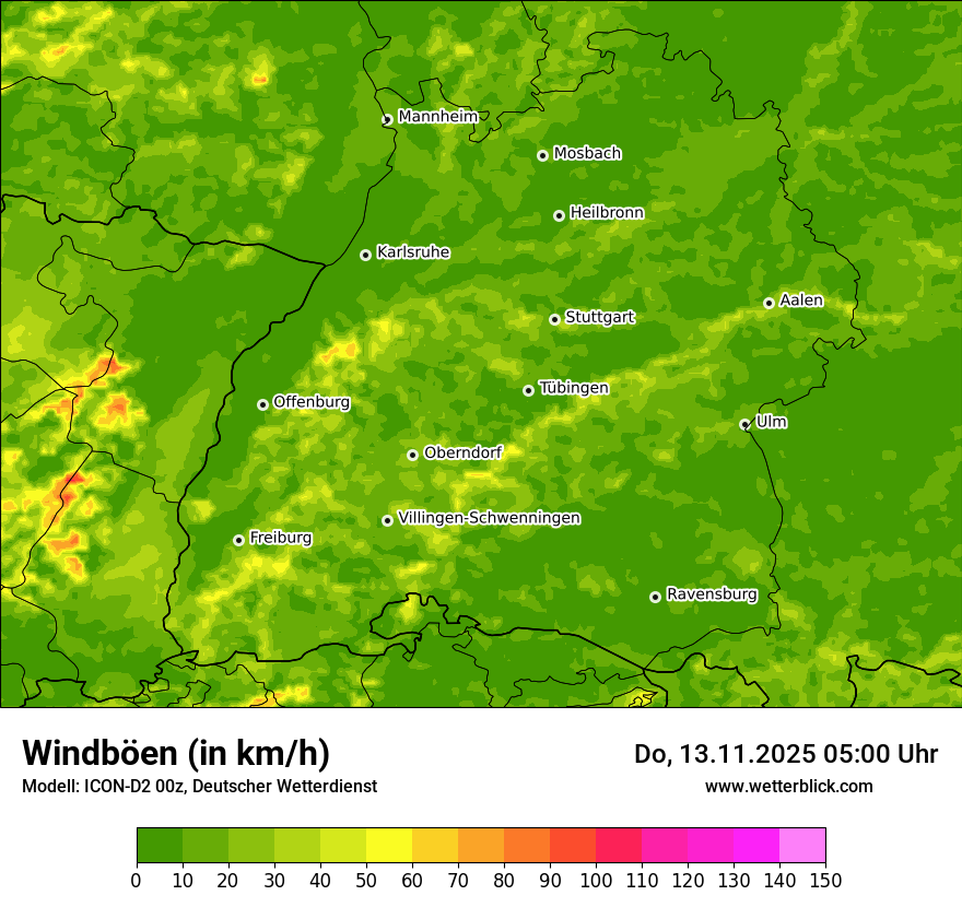 Modellkarten Windgeschwindigkeit
