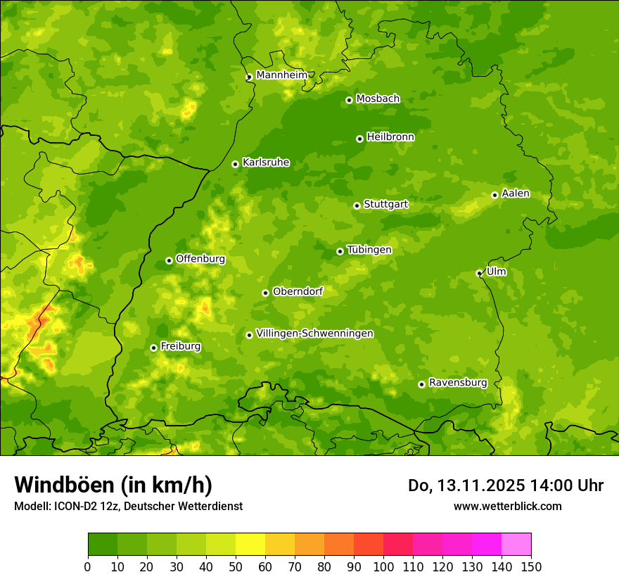 Modellkarten Windgeschwindigkeit