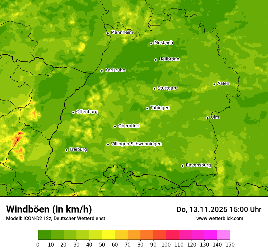 Modellkarten Windgeschwindigkeit