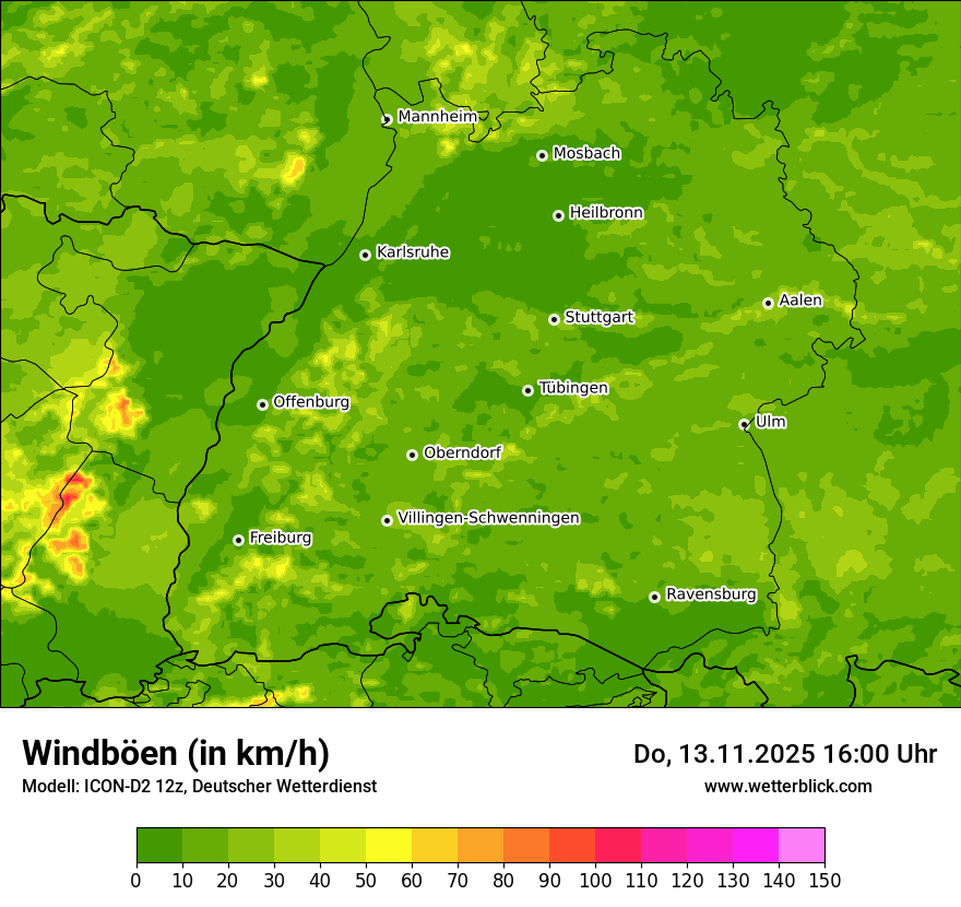 Modellkarten Windgeschwindigkeit
