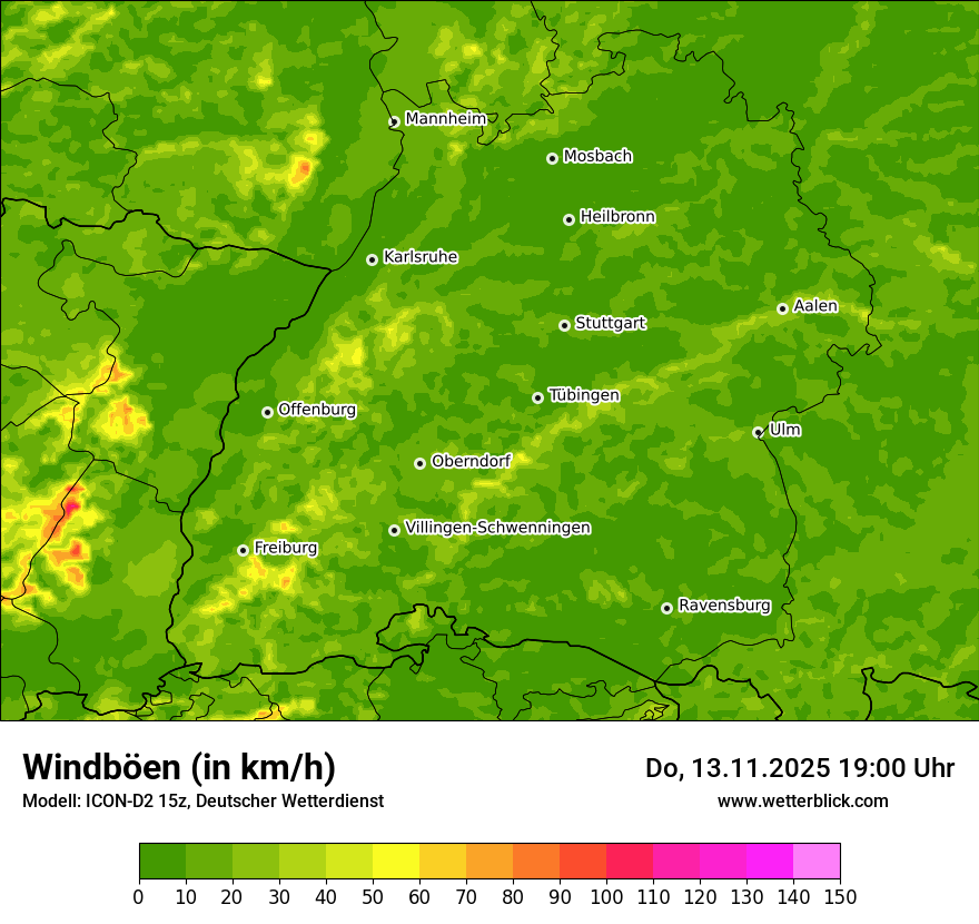 Modellkarten Windgeschwindigkeit