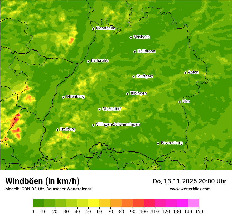 Modellkarten Windgeschwindigkeit