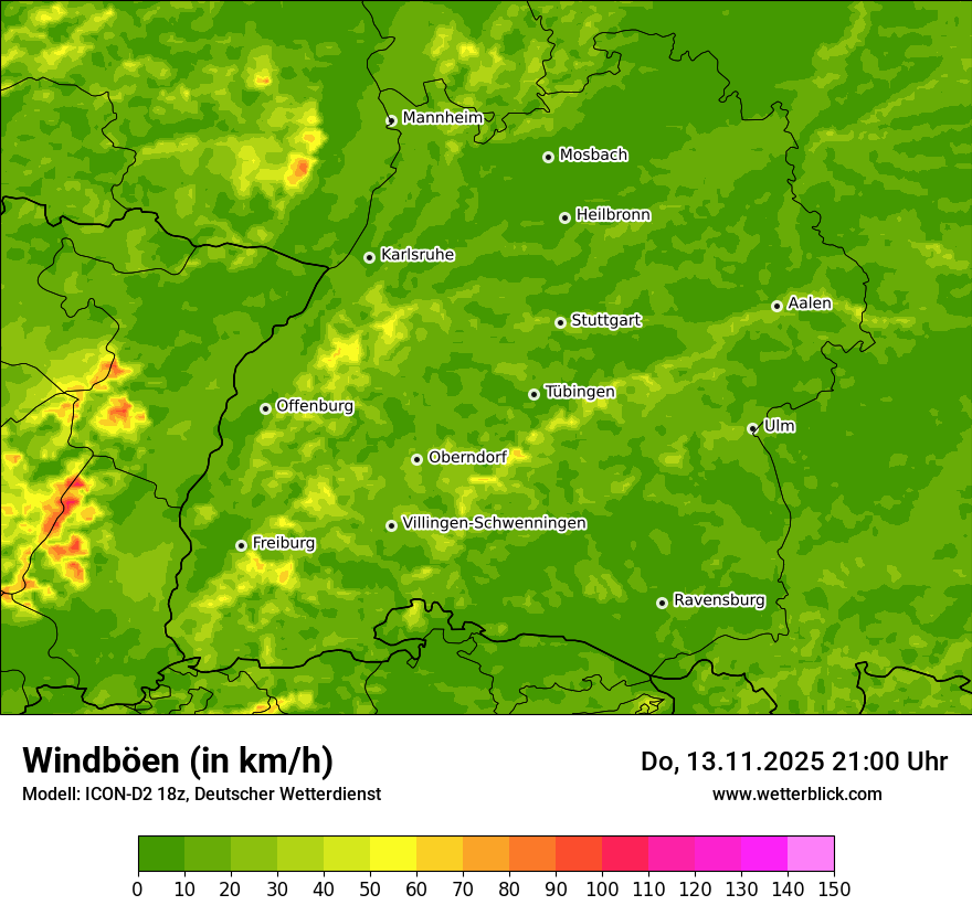 Modellkarten Windgeschwindigkeit