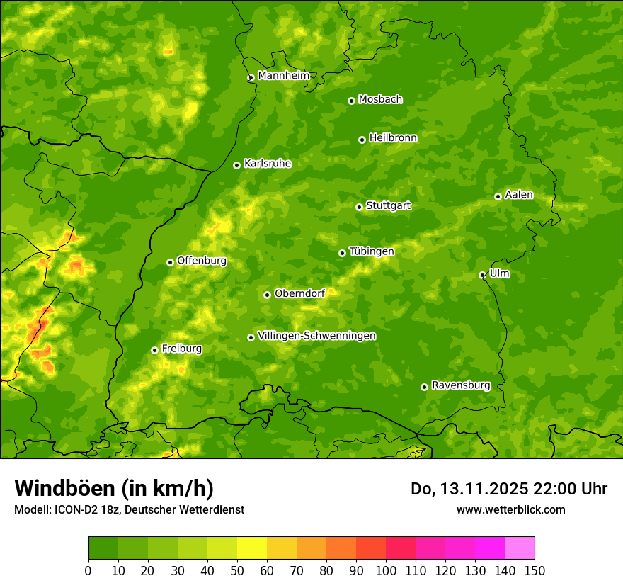 Modellkarten Windgeschwindigkeit