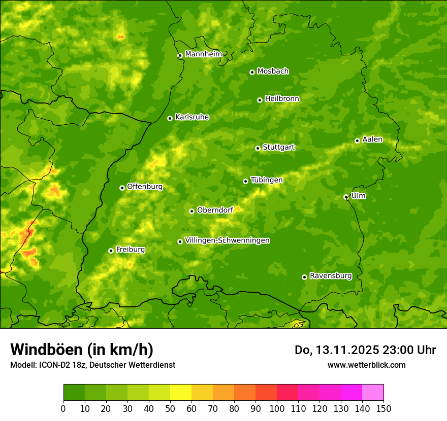 Modellkarten Windgeschwindigkeit