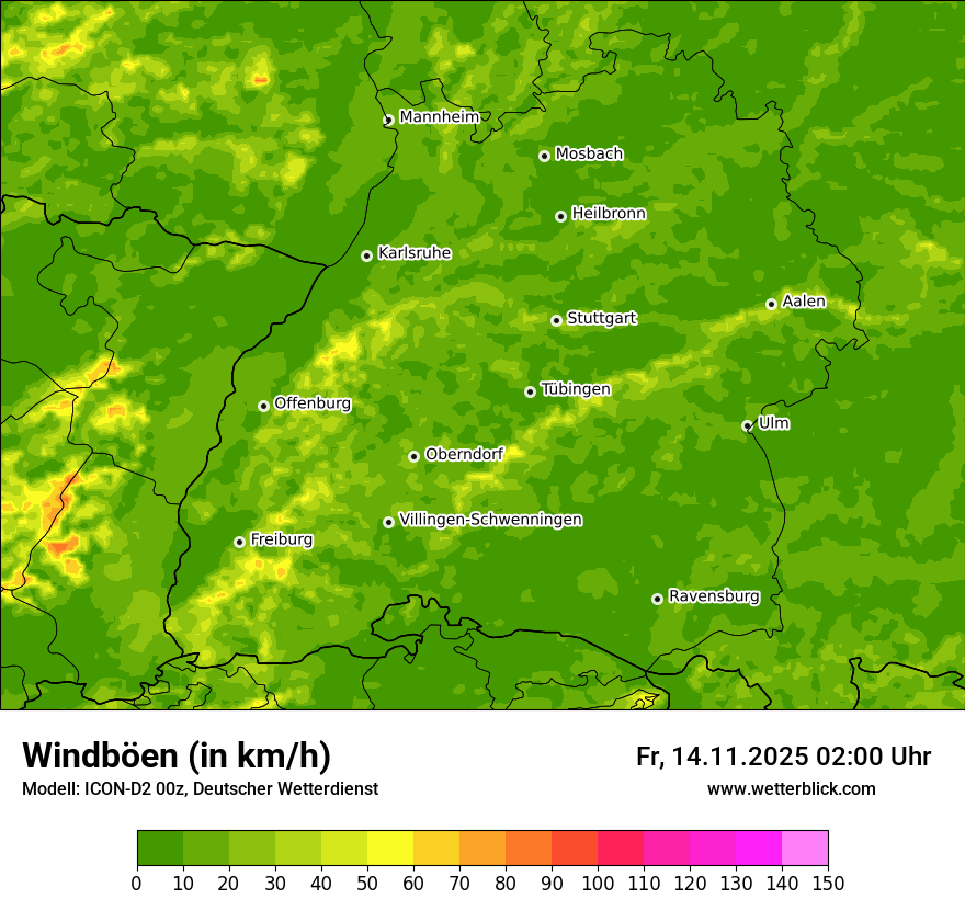 Modellkarten Windgeschwindigkeit