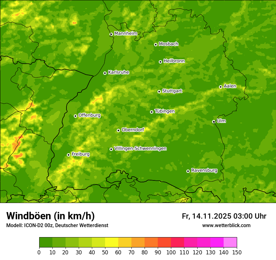 Modellkarten Windgeschwindigkeit
