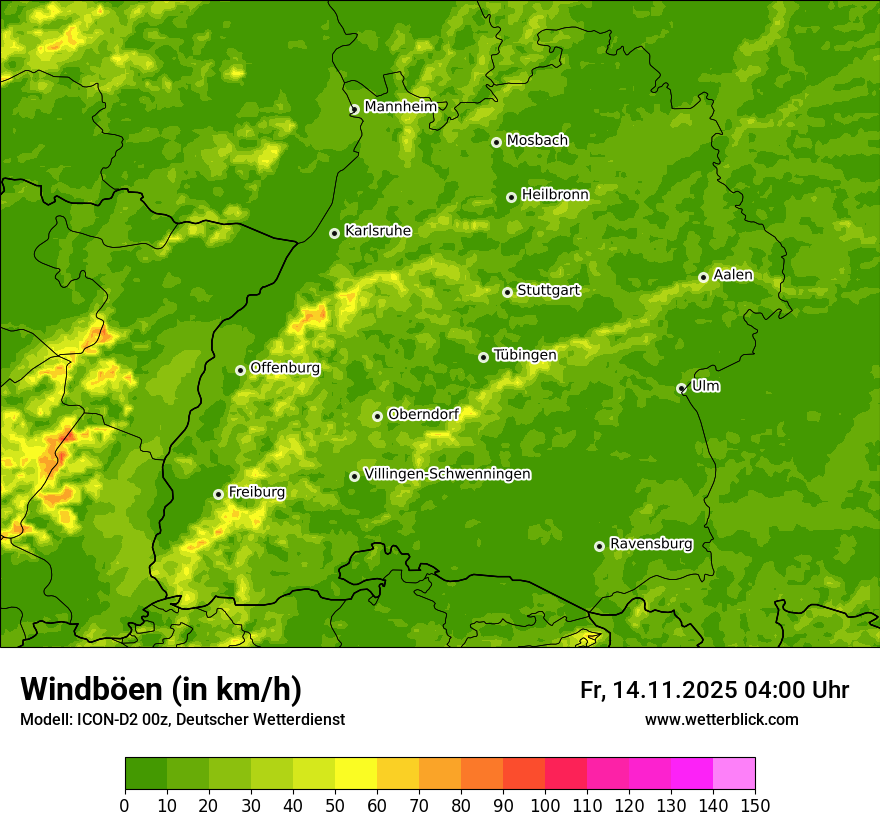 Modellkarten Windgeschwindigkeit
