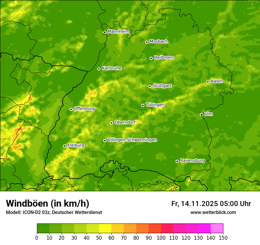 Modellkarten Windgeschwindigkeit