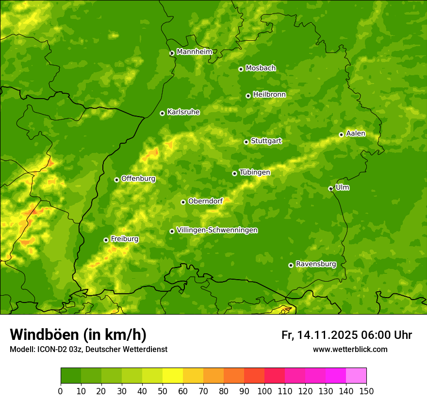 Modellkarten Windgeschwindigkeit