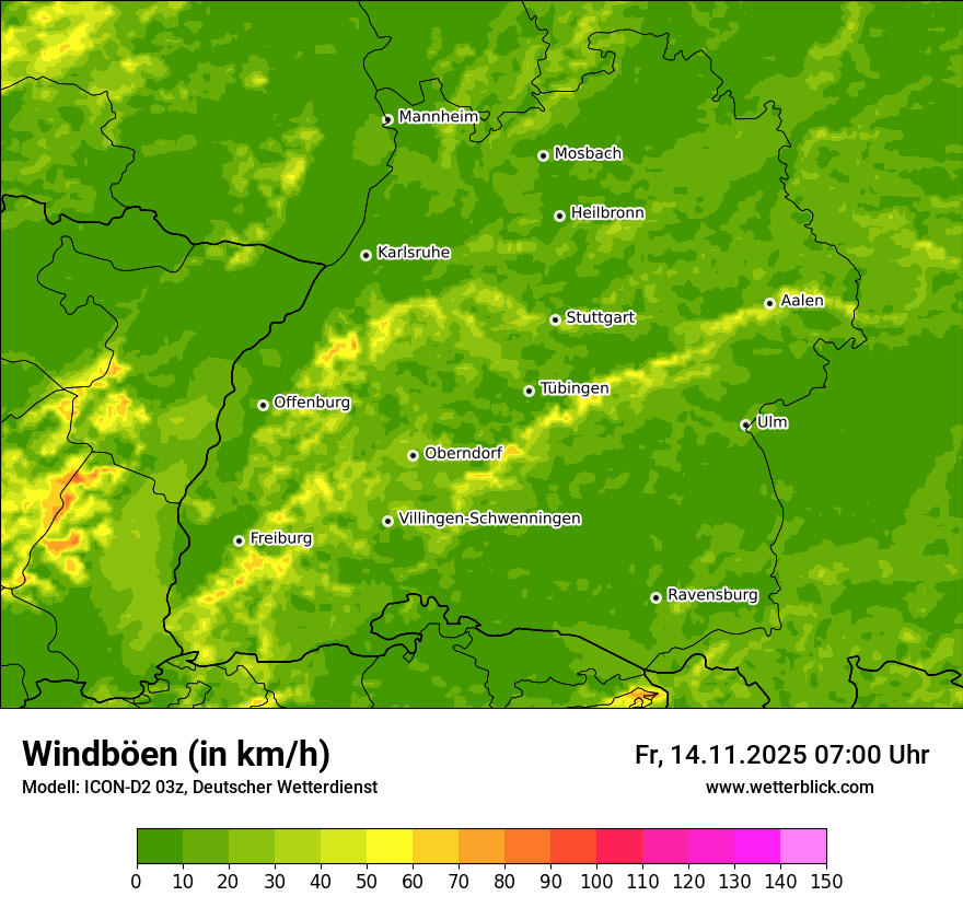 Modellkarten Windgeschwindigkeit