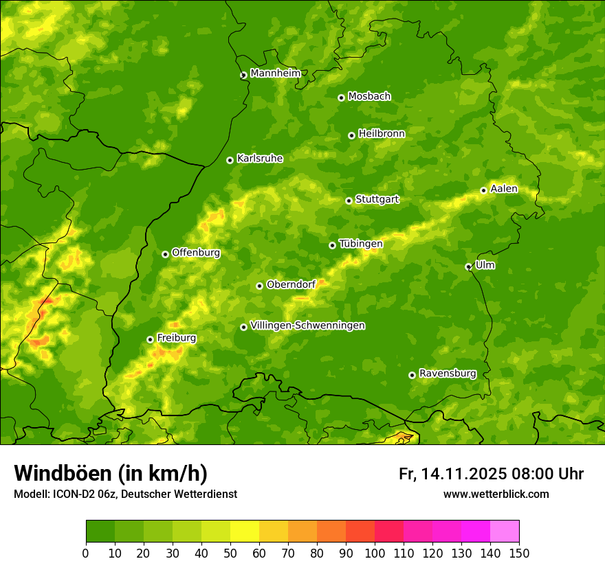 Modellkarten Windgeschwindigkeit