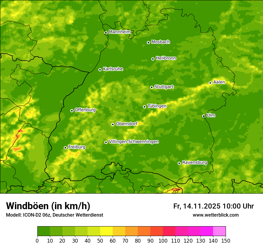 Modellkarten Windgeschwindigkeit