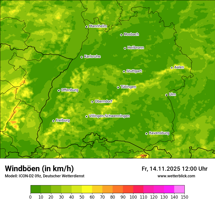 Modellkarten Windgeschwindigkeit