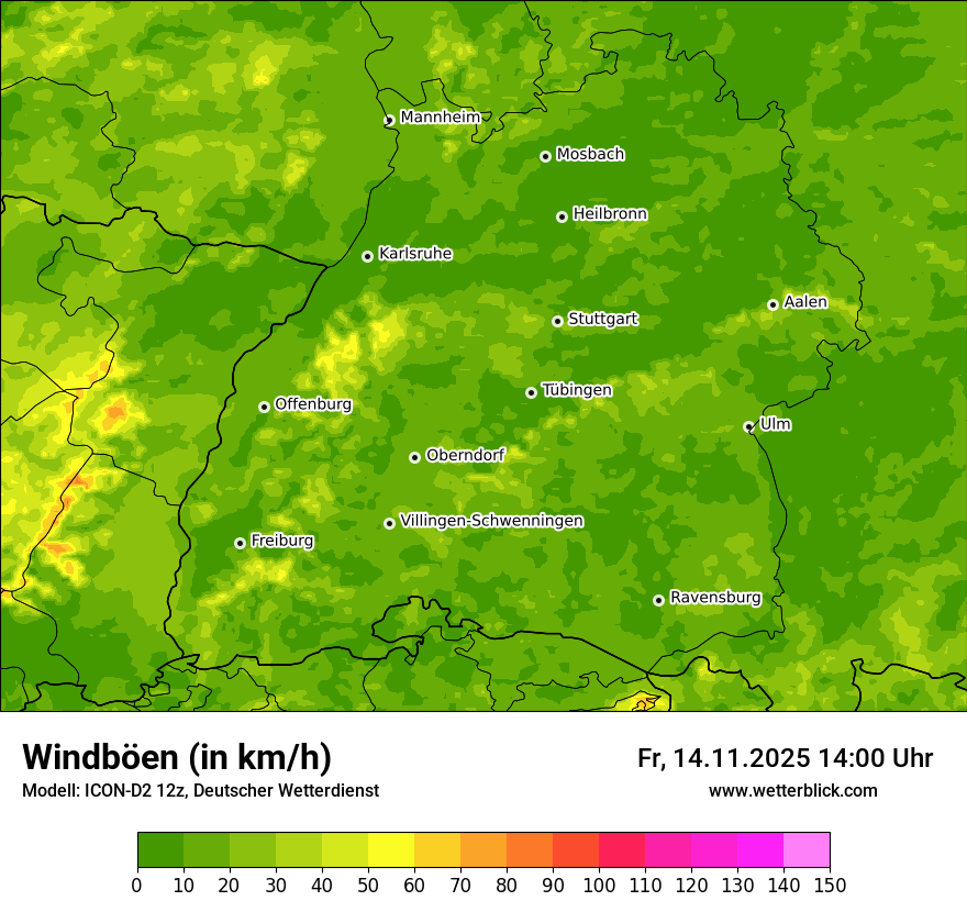 Modellkarten Windgeschwindigkeit