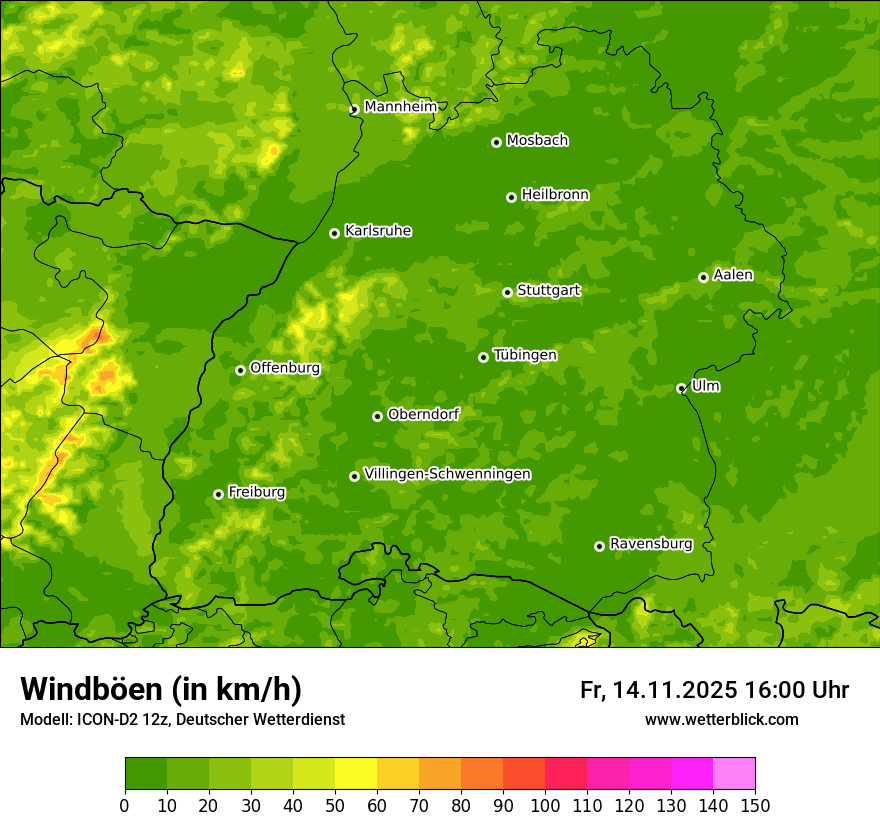Modellkarten Windgeschwindigkeit