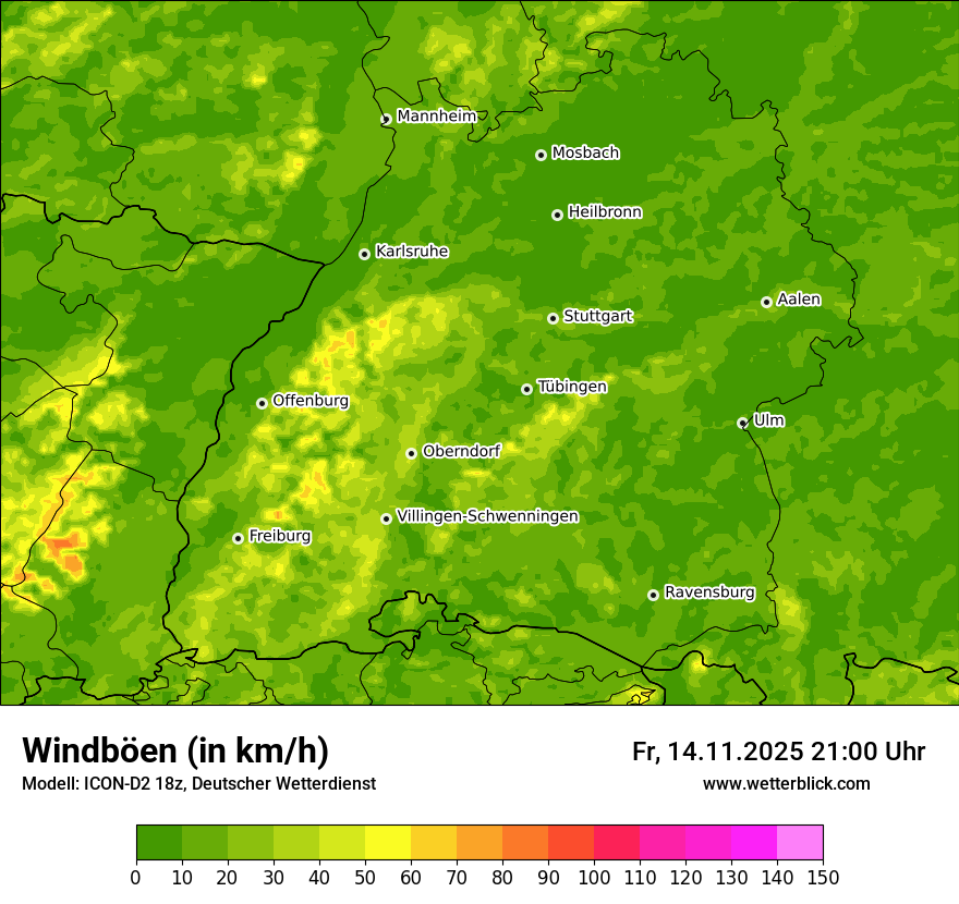 Modellkarten Windgeschwindigkeit