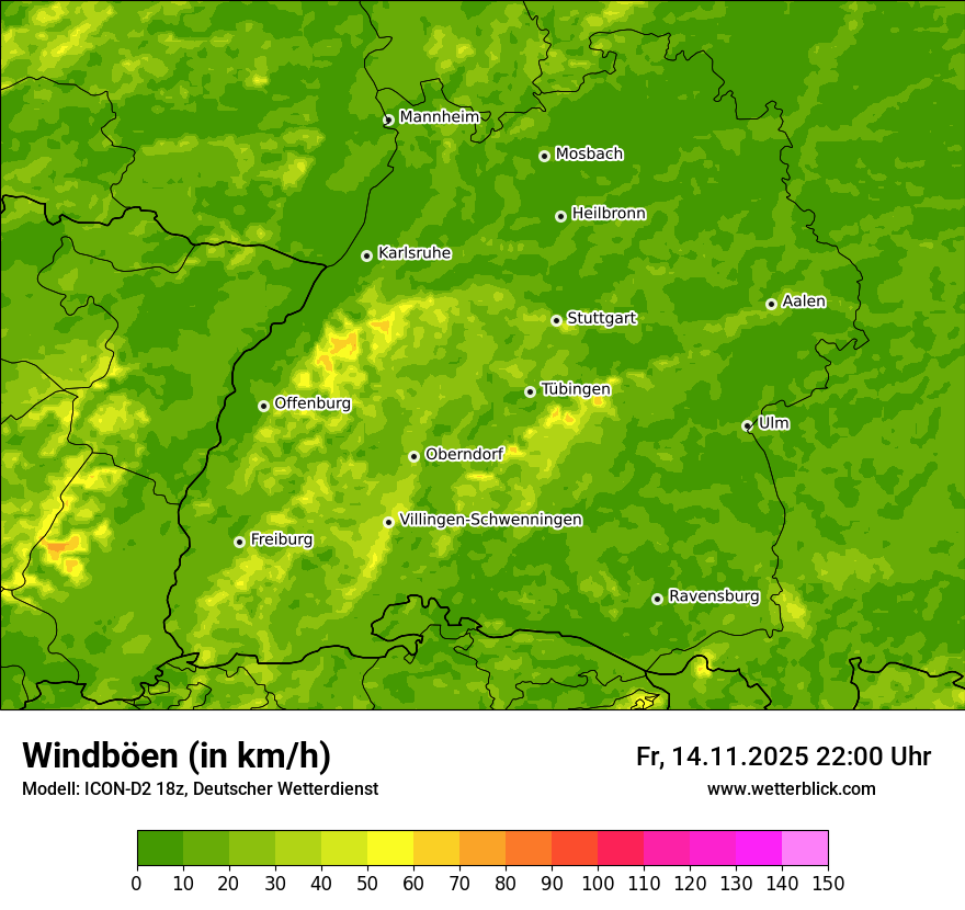 Modellkarten Windgeschwindigkeit