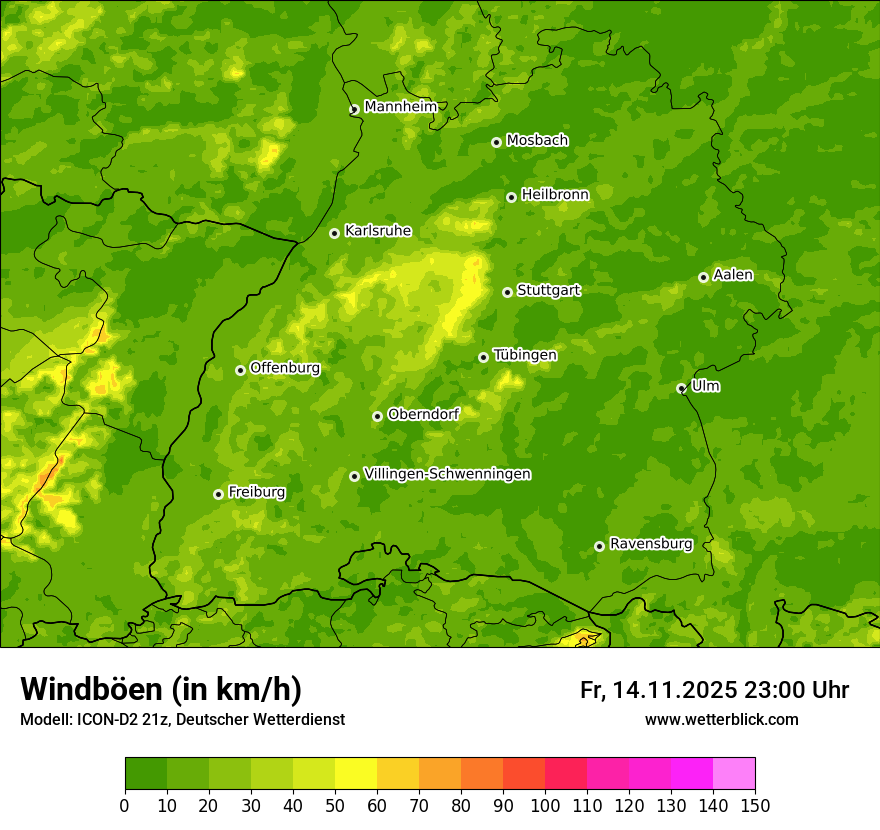 Modellkarten Windgeschwindigkeit