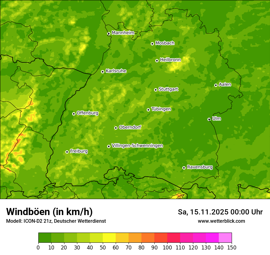 Modellkarten Windgeschwindigkeit