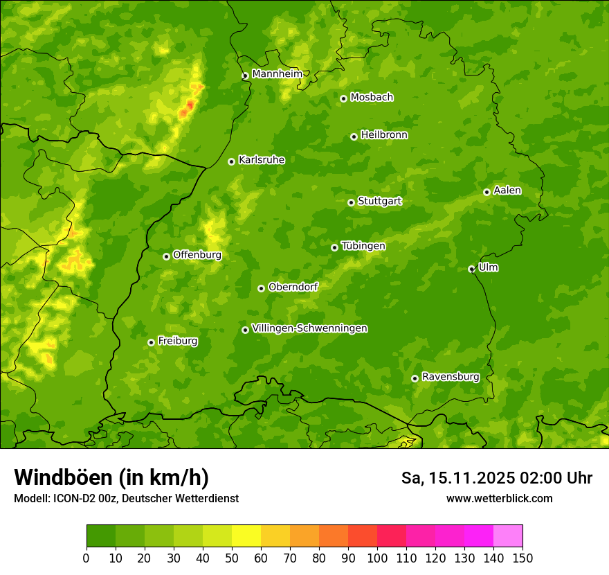 Modellkarten Windgeschwindigkeit