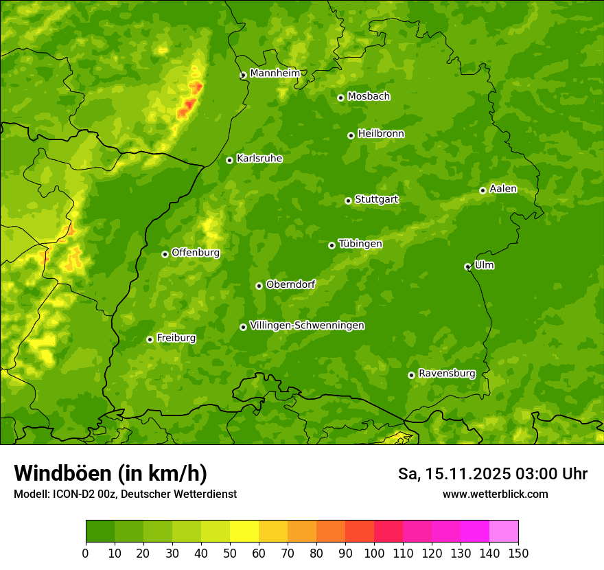 Modellkarten Windgeschwindigkeit