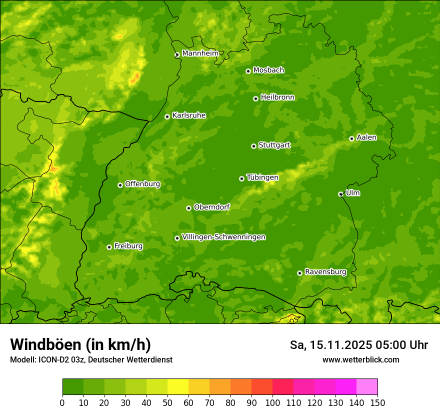 Modellkarten Windgeschwindigkeit