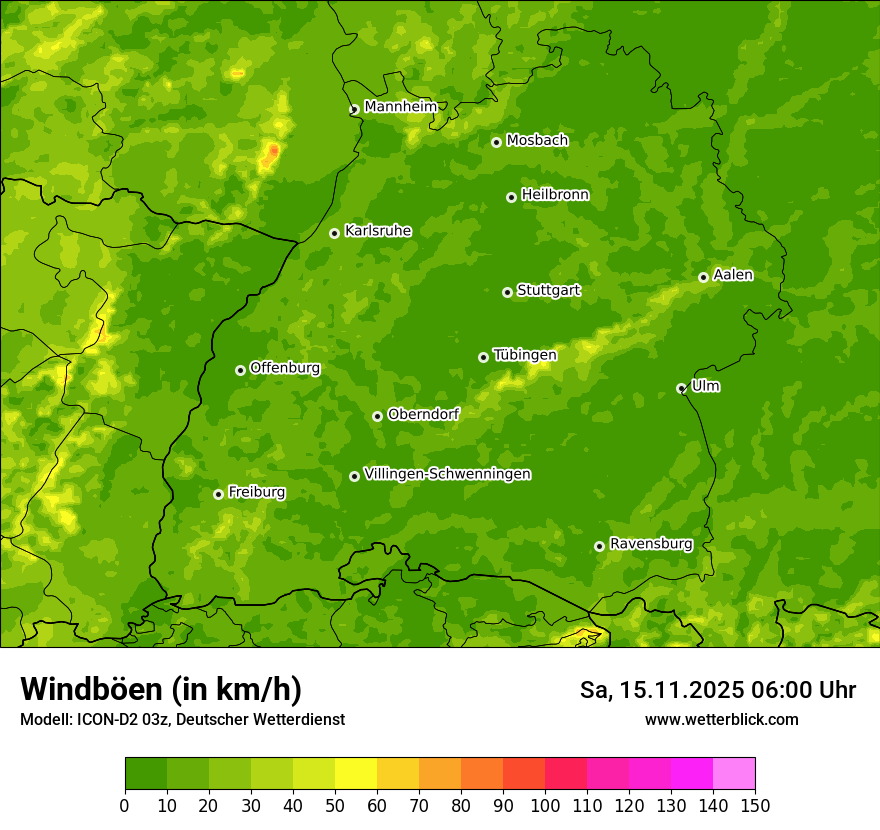 Modellkarten Windgeschwindigkeit