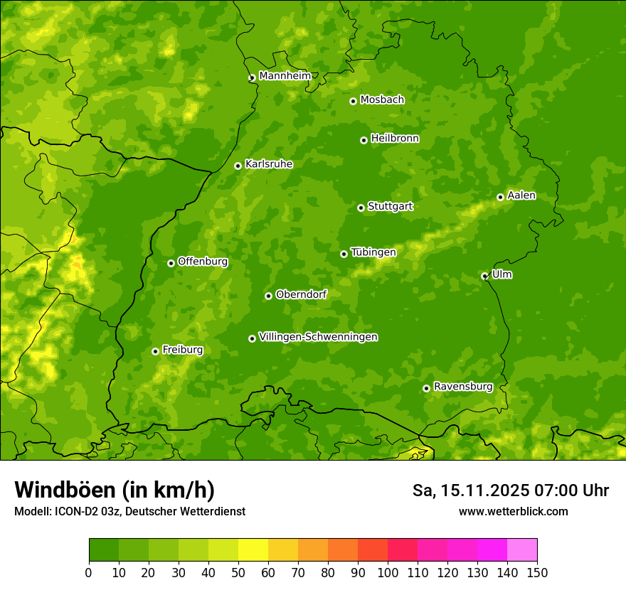 Modellkarten Windgeschwindigkeit